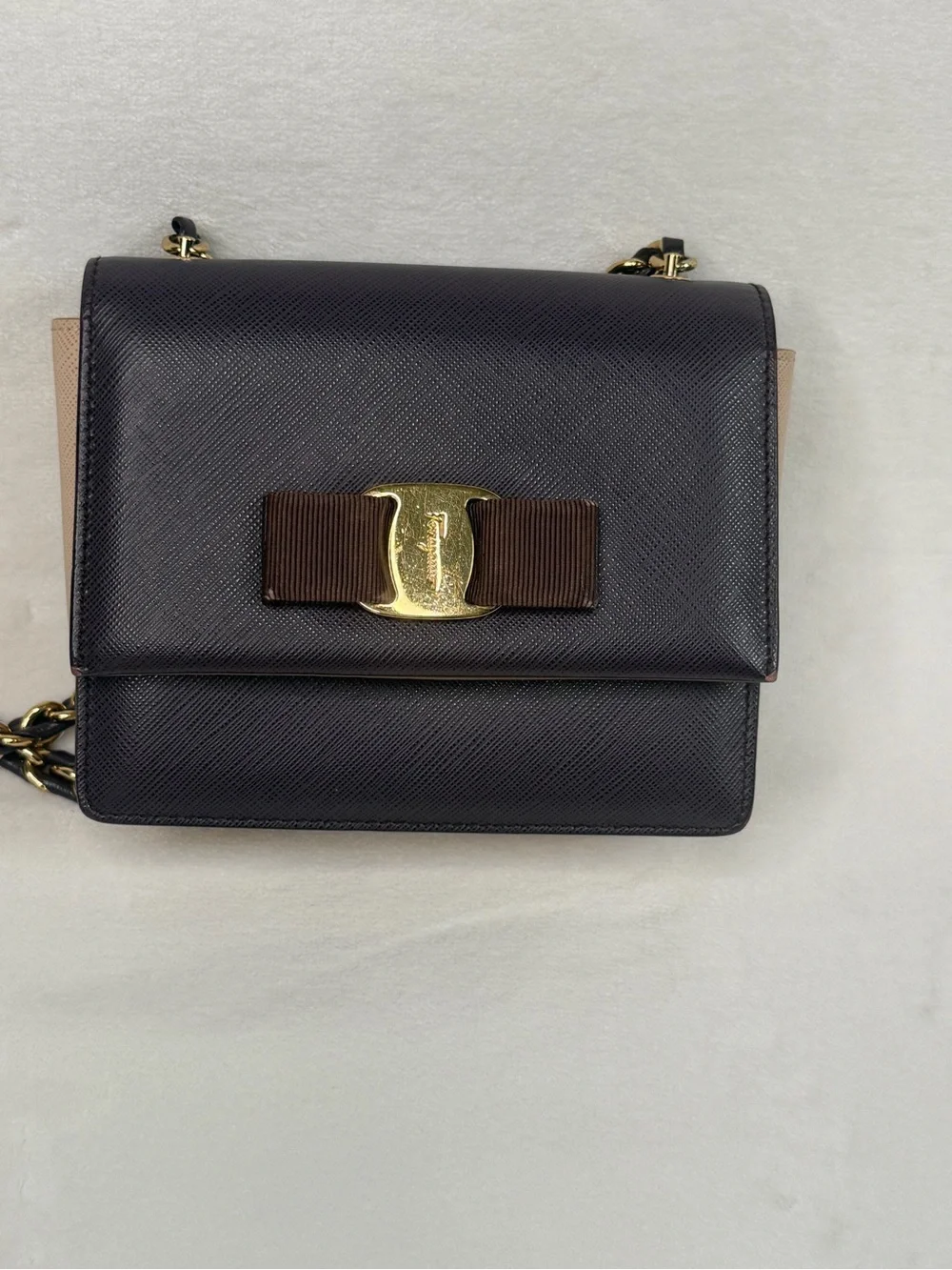 Salvatore Farragamo Leather Ginny Mini Vara Purple Crossbody Bag
